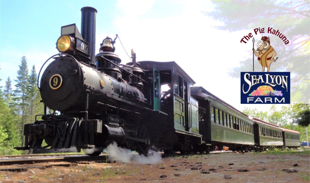Ride the Pig Roast Express to SeaLyon Farm aboard the WW&F Railway in Alna, Maine.
