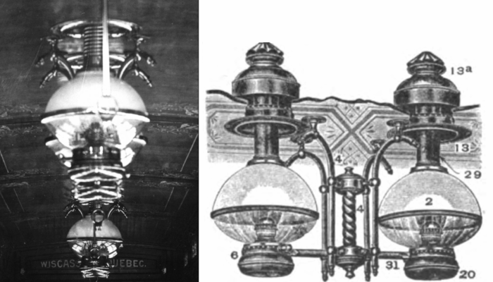 When it was built in 1894, the coach was outfitted with three ornate chandeliers.