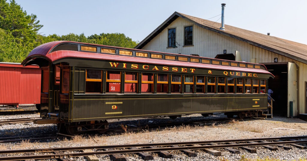 Coach 9, shown here on Aug. 9, 2025, is being built by the craftsmen volunteers at the WW&F Railway Museum in Alna, Maine.