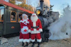 Santa and Mrs. Claus at the WW&F Victorian Christmas Train and Market at the WW&F Railway Museum in Alna, Maine.