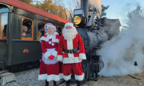 Santa and Mrs. Claus at the WW&F Victorian Christmas Train and Market at the WW&F Railway Museum in Alna, Maine.