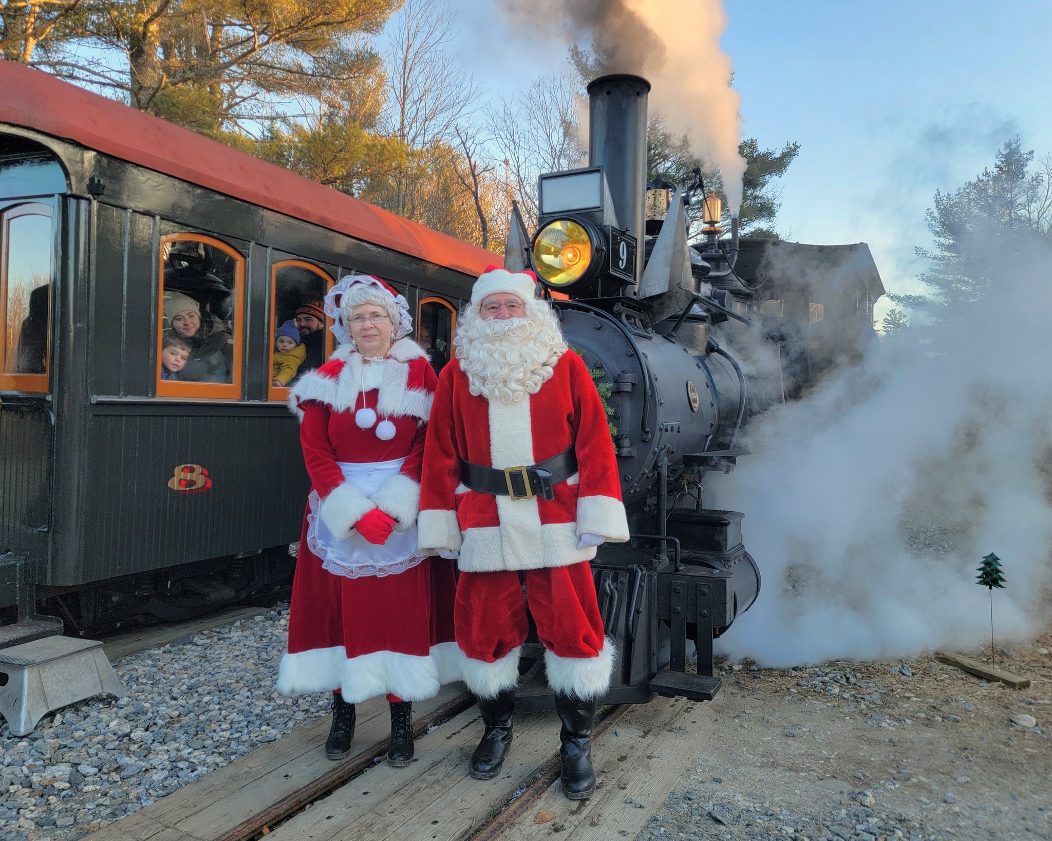 Victorian Christmas Train and Market at the WW&F Railway Museum in Alna, Maine.