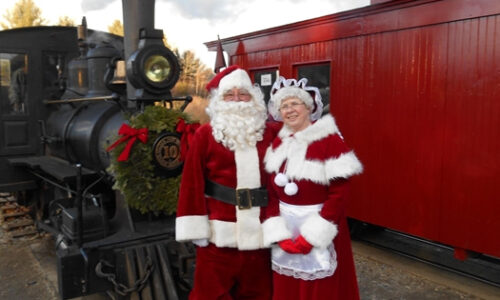 Santa & Mrs. Claus at the WW&F Santa and Mrs. Claus await your visit to the Victorian Christmas at the WW&F Railway Museum in Alna, Maine.