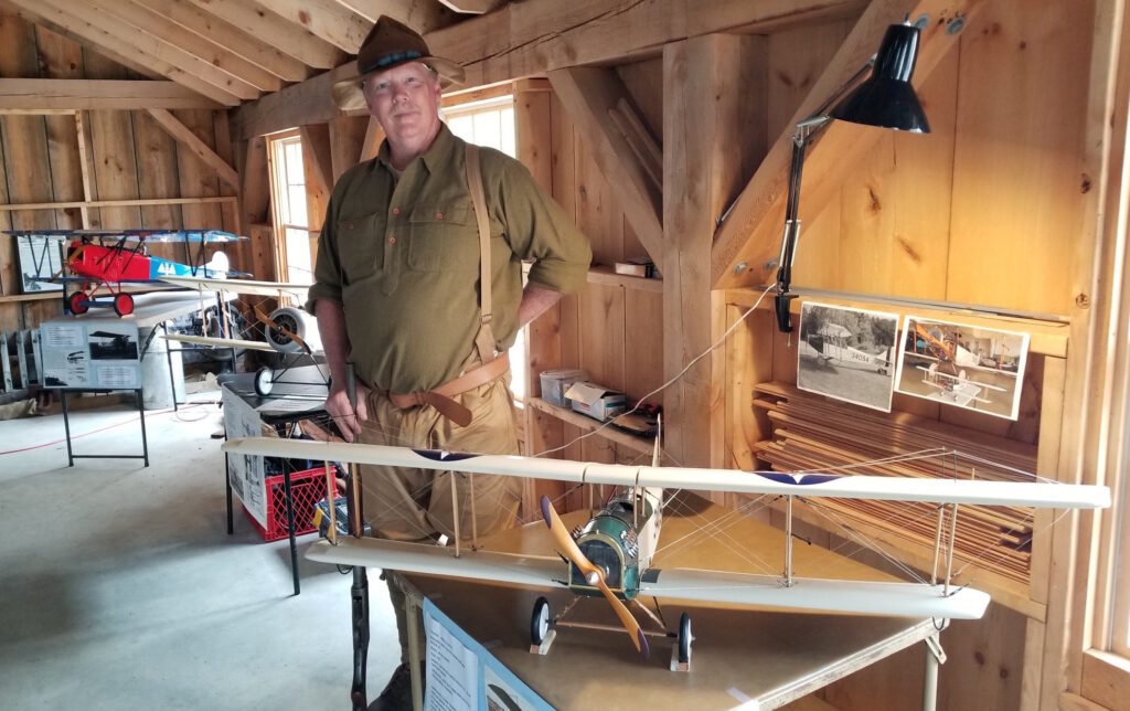 During WWI Weekend at the WW&F Railway Museum in Alna, Maine, model airplanes are on special exhibit.
