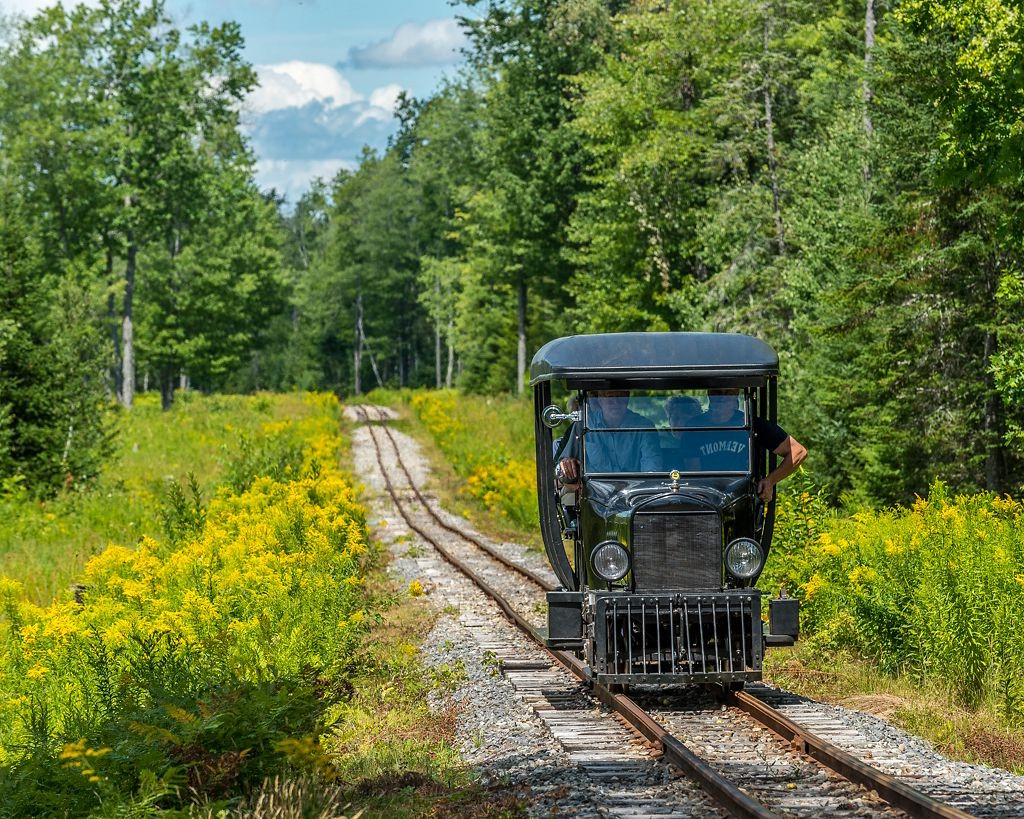 Model T Railcar - at the WW&F Railway Museum in Alna, Maine.