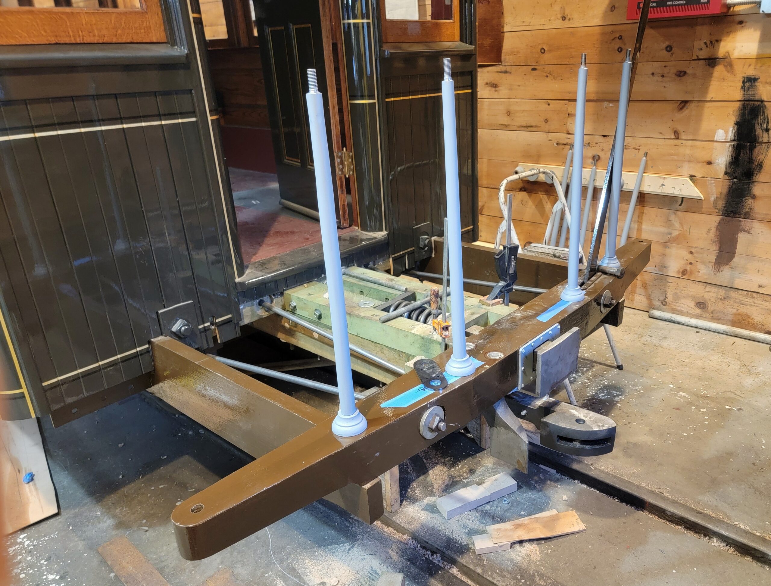 Miller Safety Platform and Couplers are being installed on Coach 9 being built by the volunteers of the WW&F Railway Museum in Alna, Maine.