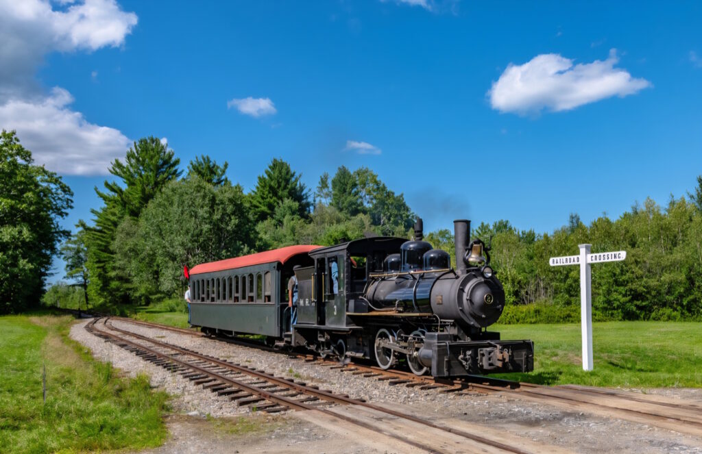 A Monson railroad passenger train recreated at the WW&F Railway Museum in Alna Maine. Kevin Madore Photo used with permission.