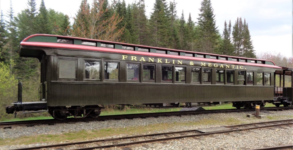 First Class seating in Franklin and Megantic coach 2 is available on limited dates at the WW&F Railway in Alna, Maine.