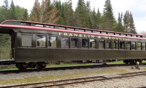 Franklin and Megantic Coach 2 First Class seating in Franklin and Megantic coach 2 is available on limited dates at the WW&F Railway in Alna, Maine.