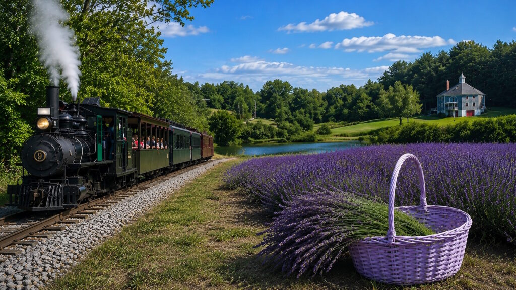 Celebrate America 250 in red, white, and LAVENDER at WW&F on July 4, 11, 18, and 25 in Alna, Maine.