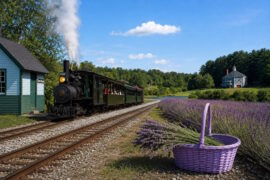 Lavender Pickin' Trains to SeaLyon Farm - July 4, 11, 18, 25 Celebrate America 250 in red, white, and LAVENDER at WW&F on July 4, 11, 18, and 25 in Alna, Maine.