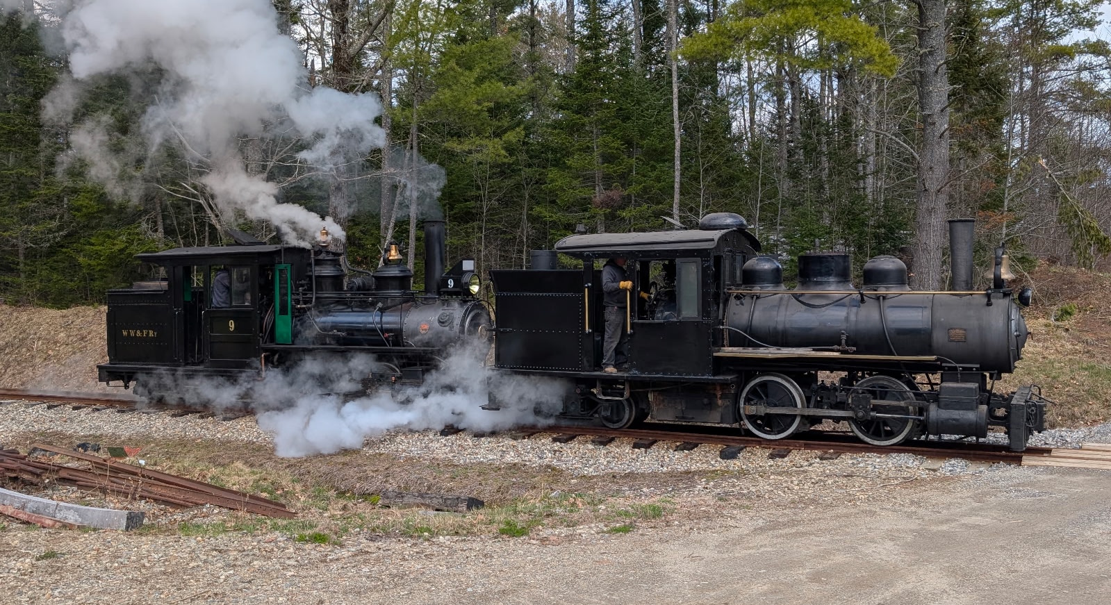 WW&F locomotive 9 and Monson locomotive 3 will be steaming together during the 2026 Annual Picnic.