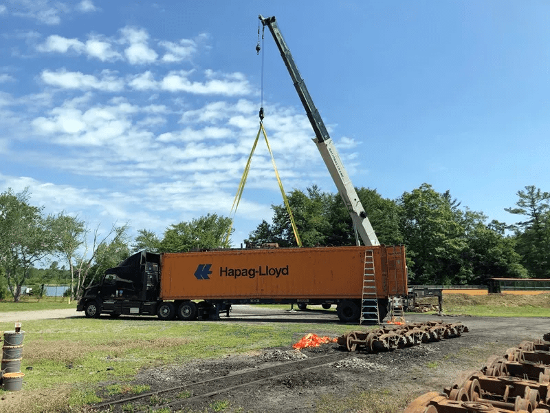 a truck that is sitting on a train track